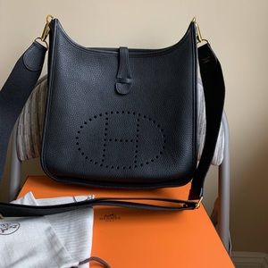 Hermès Evelyne PM black with gold hardware